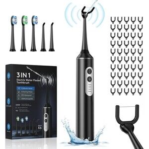 Electric Flosser w 4 Modes 3 in 1 Power Flosser & Electric Toothbrush w 55 Heads